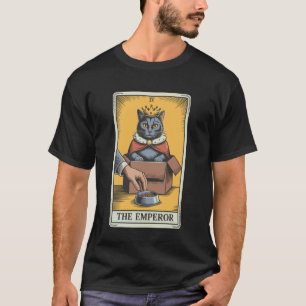 Camiseta Carta de Tarot de Gato O Imperador Gato na Caixa A