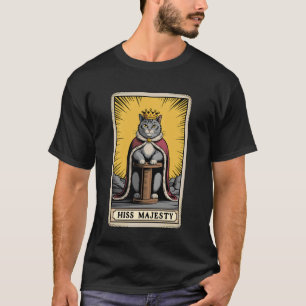 Camiseta Carta de Tarot de Gato Sibilo Majestade Poste de A