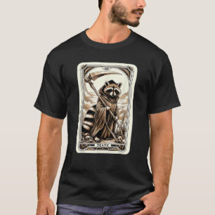 Camiseta Carta de Tarot de Guaxinim Morte Feitiçaria Oculto