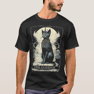 Camiseta Carta de Tarot do Gato Deus Gato Preto