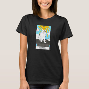 Camiseta Carta de Tarot do Gato O Louco Felino Sorridente