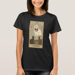 Camiseta Carta de Tarot Julgamento e Gatos Gráficos Cósmico