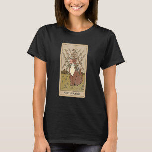 Camiseta Carta de Tarot Nove de Paus e Gato Gráfico Cósmico
