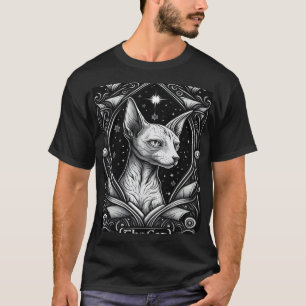 Camiseta Carta de Tarot O Gato Sphynx Gato Ocultista Feitic