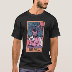 Camiseta Carta de Tarot O Louco e Gato Sphynx Gráfico Ocult