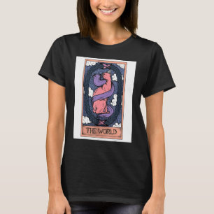 Camiseta Carta de Tarot O Mundo E Gato Sphynx Gráfico Ocul