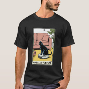 Camiseta Carta de Tarot Roda da Fortuna Gato no Aspirador R
