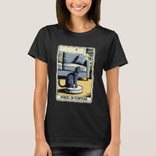 Camiseta Carta de Tarot Roda da Fortuna Gato no Aspirador R