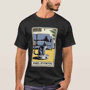 Camiseta Carta de Tarot Roda da Fortuna Gato no Aspirador R