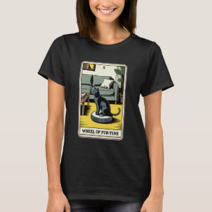Camiseta Carta de Tarot Roda do Gato da Sorte Robô Aspirado