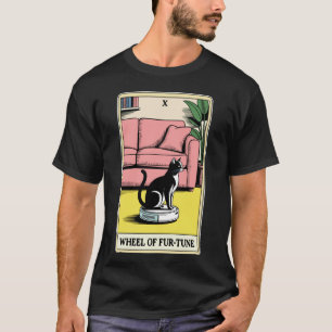 Camiseta Carta de Tarot Roda do Gato da Sorte Robô Aspirado