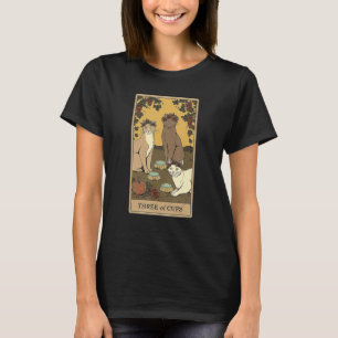 Camiseta Carta de Tarot Três de Copas e Gato Gráfico Cósmic