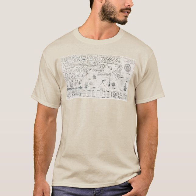 Camiseta Carta Francesa Canadá (Québec) por Champlain 1612 (Frente)