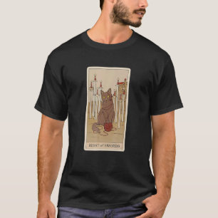 Camiseta Cartão Arot Oito De Espadas E Gato Gráfico Cósmico