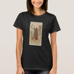Camiseta Cartão Arot Oito De Espadas E Gato Gráfico Cósmico