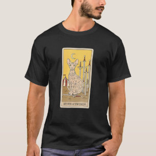 Camiseta Cartão Arot Sete De Espadas E Gato Gráfico Cósmico