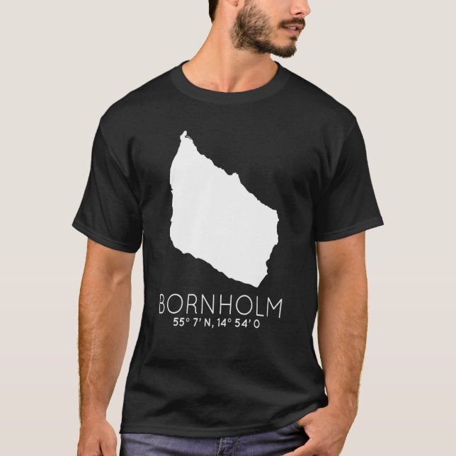 Camiseta Cartão Dansk Coordenado das Ilhas Bornholm Dinamar (Frente)