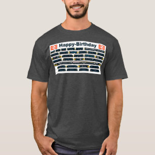 CAMISETA CARTÃO DE ANIVERSÁRIO BRITÂNICO AZUL LOCOMOTIVAS A