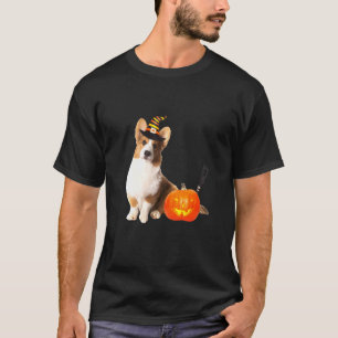 Camiseta Cartão de Cardigan Welsh Corgi Bruxa Chapéu Hallow