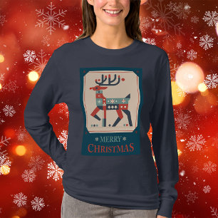 Camiseta Cartão de Natal com Ilustração de Rena Design