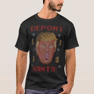 Camiseta Cartão de Natal Deportar Papai Noel Donald Trump