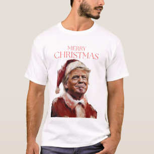 Camiseta Cartão de Natal Engraçado Trump Papai Noel
