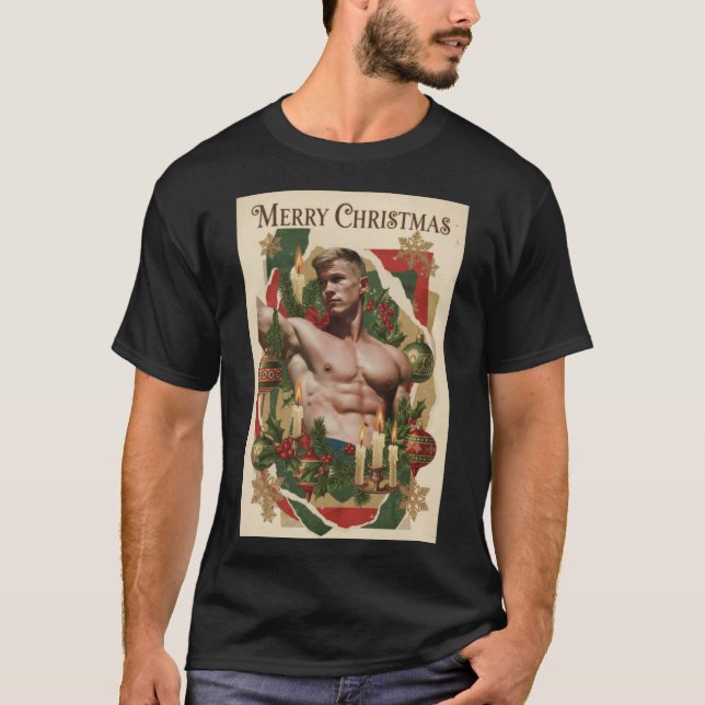 Camiseta Cartão de Natal Retro Gay Pride presente (Frente)