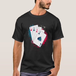 Camiseta Cartão de Poker de Quatro Aces Casino Texas Holdem