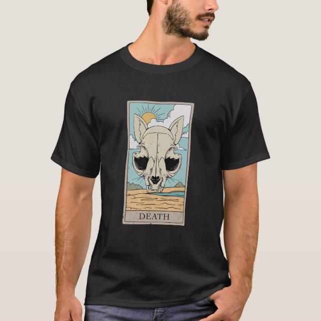 Camiseta Cartão de Tarô de Morte Cat para um Leitor de Cart (Frente)