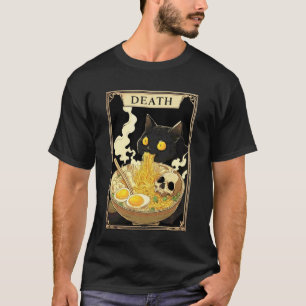 Camiseta Cartão de Tarô Engraçado Morte Gatinho Preto Gato