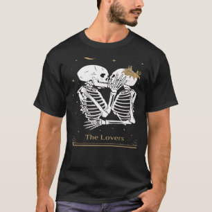 Camiseta Cartão de Tarô Gótico Oculista de Esqueleto Antigo