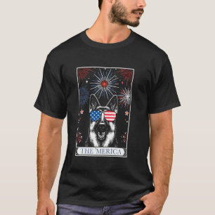 Camiseta Cartão de Tarô Pastor Alemão Pai 4 de Julho EUA Am