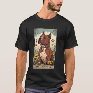 Camiseta Cartão de Tarot American Bully Floral Cachorrinho 