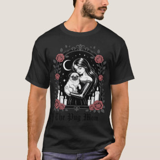 Camiseta Cartão de Tarot da Mamãe Pug do Esqueleto Divertid