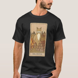 Camiseta Cartão de Tarot Dez De Varinhas E Gato Gráfico Cós