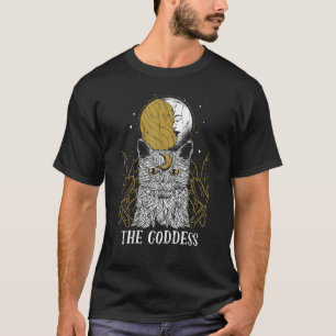 Camiseta Cartão de Tarot do Gato Deusa Lua Pagan Goblincore