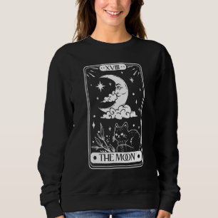 Camiseta Cartão de Tarot Gráfico de Lua Crescente e Gato
