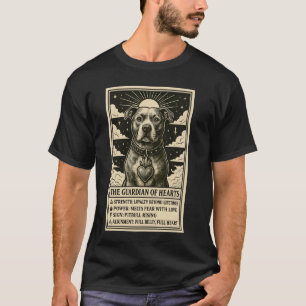 Camiseta Cartão de Tarot Pitbull Vintage Cão Pit Bull Guard
