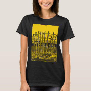 CAMISETA CARTÃO DE VINTAGEM DE TAROT SWORS DEZ