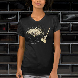 Camiseta Cartão de Visita Dourado Brilhante Faxineira Limpa