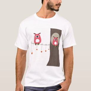Camiseta Cartão dos namorados com pares das corujas