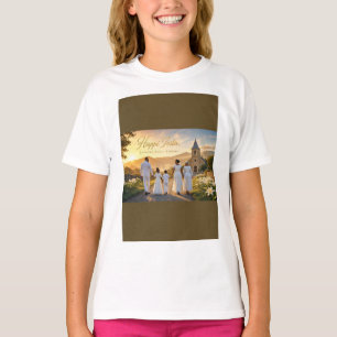 Camiseta Cartão Feliz Páscoa Ele Ressuscitou