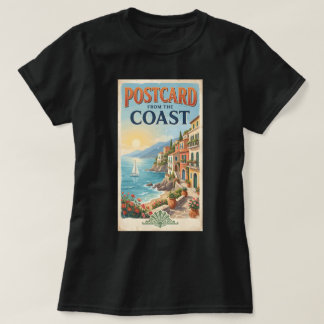 Camiseta Cartão Postal Antigo do Verão Italiano na Costa
