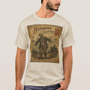 Camiseta Cartão postal vintage de Halloween de zumbi