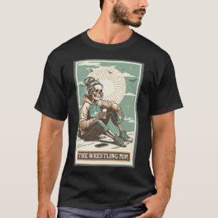 Camiseta Cartão Tarot de Mãe de Luta Livre Retro Esqueleto