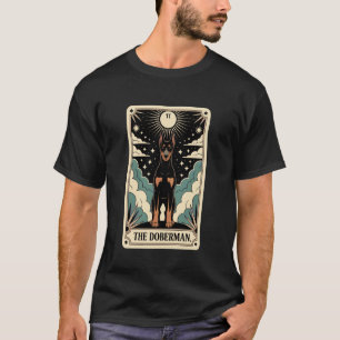 Camiseta Cartão Tarot Doberman Ocultista Cão Halloween