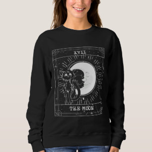 Camiseta Cartão Tarot Lua Crescente Gato Preto Witchy Gótic