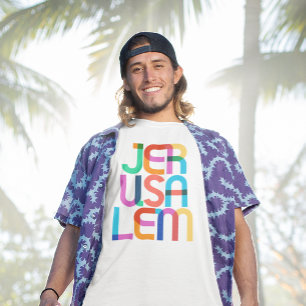 Camiseta Cartas de Arte Pop de Jerusalém Israel