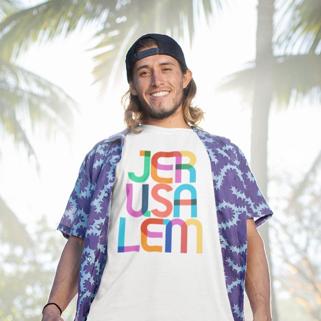 Camiseta Cartas de Arte Pop de Jerusalém Israel (Criador carregado)