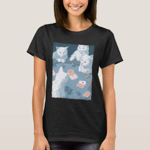 Camiseta Cartas de Baralho Pop Art Jogo Gato Branco Jogando